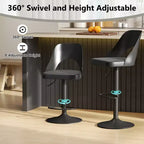 Tabourets de bar Costway - Lot de 2 avec siège en similicuir PU agrandi, repose-pieds, chaises de bar pivotantes