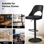 Tabourets de bar Costway - Lot de 2 avec siège en similicuir PU agrandi, repose-pieds, chaises de bar pivotantes