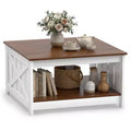 Costway 31 Wooden Square Coffee Table w/Storage Shelf Open Compartment for Living Room
