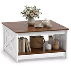 Costway 31 Wooden Square Coffee Table w/Storage Shelf Open Compartment for Living Room