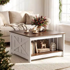 Table Basse Carrée en Bois Costway 31" avec Étagère de Rangement et Compartiment Ouvert pour Salon