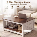 Table Basse Carrée en Bois Costway 31" avec Étagère de Rangement et Compartiment Ouvert pour Salon