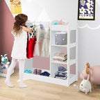 Costway Armoire Penderie Rangement pour Enfants avec Miroir et Étagères