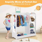 Costway Armoire Penderie Rangement pour Enfants avec Miroir et Étagères