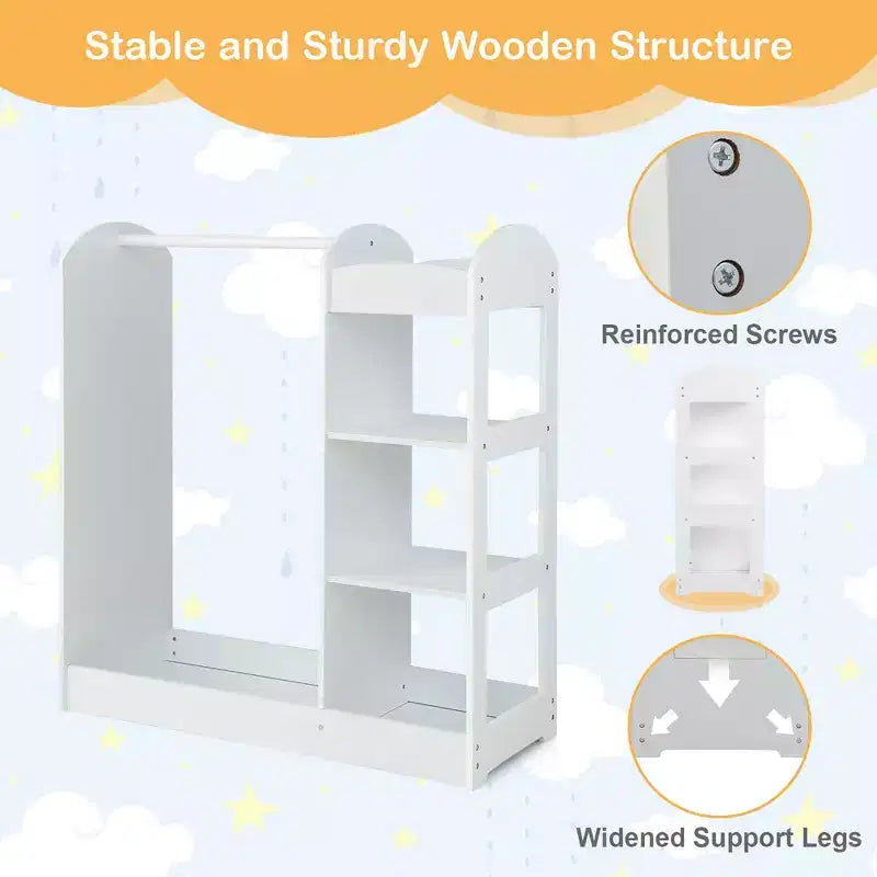 Costway Armoire Penderie Rangement pour Enfants avec Miroir et Étagères