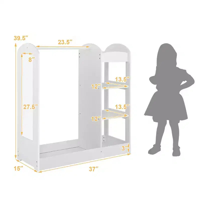 Costway Armoire Penderie Rangement pour Enfants avec Miroir et Étagères