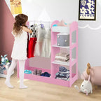 Costway Armoire Penderie Rangement pour Enfants avec Miroir et Étagères