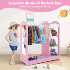 Costway Armoire Penderie Rangement pour Enfants avec Miroir et Étagères