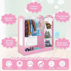 Costway Armoire Penderie Rangement pour Enfants avec Miroir et Étagères