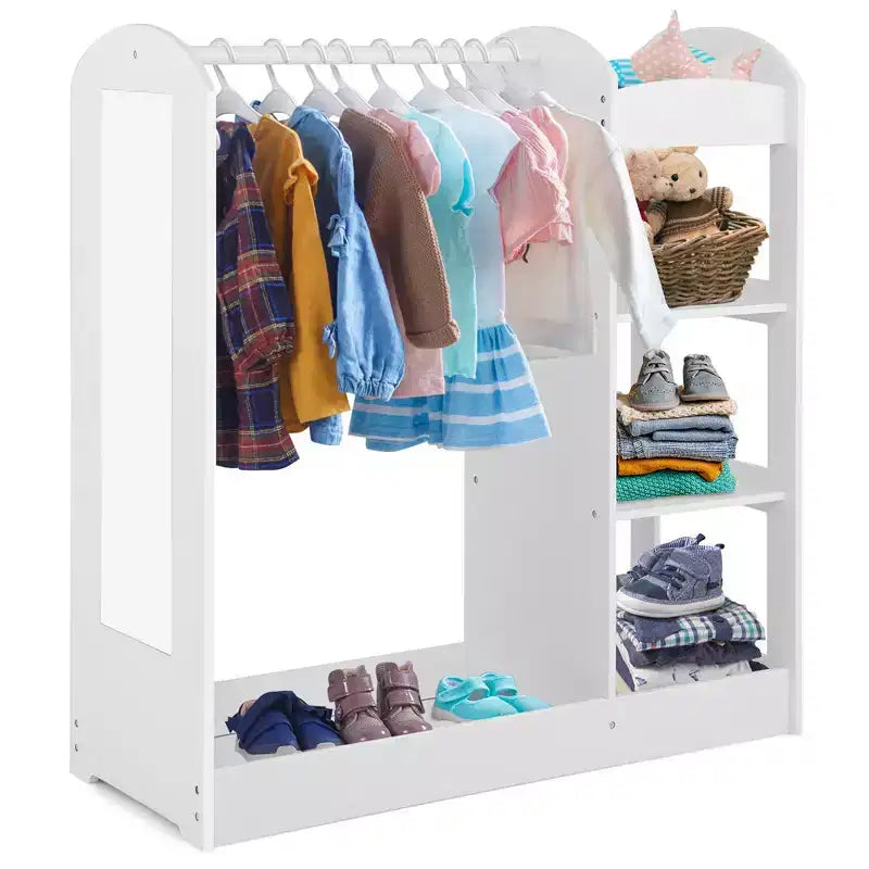 Costway Armoire Penderie Rangement pour Enfants avec Miroir et Étagères