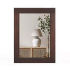 Costway Wood Framed Wall Mirror for Bathroom Farmhouse Boho Rustic Wall Decoration