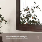 Miroir mural encadré en bois Costway pour salle de bain - Décoration murale rustique de style bohème ou ferme