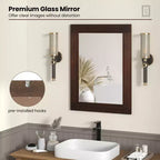 Miroir mural encadré en bois Costway pour salle de bain - Décoration murale rustique de style bohème ou ferme