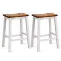 Costway 24.5 Inch Set of 2 Saddle Stools Industrial Counter Height Stools w/ Footrests