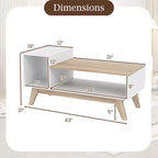 Table basse Costway 43 avec plateau étagé et compartiments de rangement