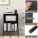 Meuble pour Platine Vinyle Costway avec Station de Charge 5 Compartiments de Rangement Kits Anti-basculement