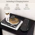Meuble pour Platine Vinyle Costway avec Station de Charge 5 Compartiments de Rangement Kits Anti-basculement