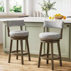 Costway Lot de 2 tabourets de bar pivotants rembourrés Chaises de cuisine en bois hauteur comptoir Gris