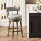 Costway Lot de 2 tabourets de bar pivotants rembourrés Chaises de cuisine en bois hauteur comptoir Gris