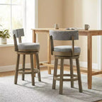 Costway Lot de 2 tabourets de bar pivotants rembourrés Chaises de cuisine en bois hauteur comptoir Gris
