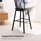 Costway Lot de 2 tabourets de bar Windsor 73,7 cm pivotants en bois d'hévéa chaises de salle à manger assise spacieuse Noir