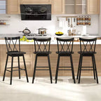 Costway Lot de 2 tabourets de bar Windsor 73,7 cm pivotants en bois d'hévéa chaises de salle à manger assise spacieuse Noir