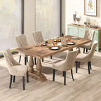 Lot de 4 chaises de salle à manger rembourrées Costway, chaises capitonnées avec dossier à oreilles et pieds en bois massif