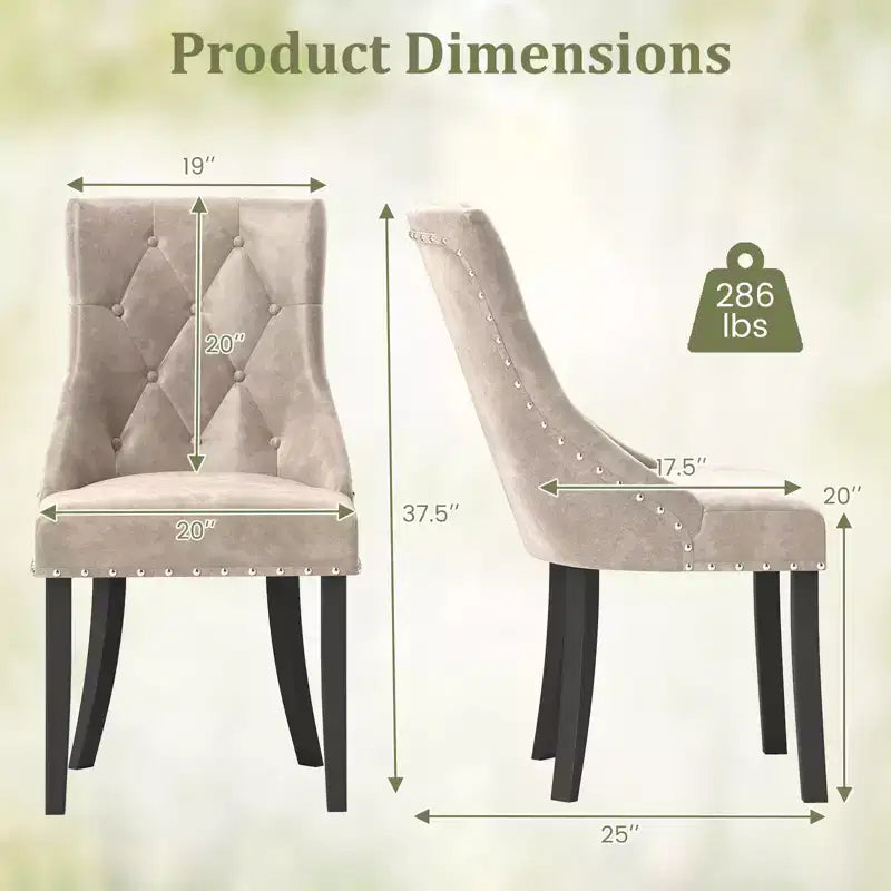 Lot de 4 chaises de salle à manger rembourrées Costway, chaises capitonnées avec dossier à oreilles et pieds en bois massif