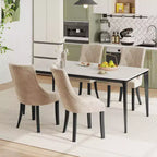 Lot de 4 chaises de salle à manger rembourrées Costway, chaises capitonnées avec dossier à oreilles et pieds en bois massif