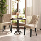 Lot de 4 chaises de salle à manger rembourrées Costway, chaises capitonnées avec dossier à oreilles et pieds en bois massif