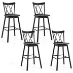 Costway Windsor Bar Stool Set of 4 29 Swivel Rubber Wood Dining Chairs Spacious Seat Black