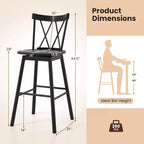 Costway Windsor Lot de 4 Tabourets de Bar 74 cm Pivotants Chaises de Salle à Manger en Bois de Caoutchouc Siège Spacieux Noir