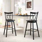 Costway Windsor Lot de 4 Tabourets de Bar 74 cm Pivotants Chaises de Salle à Manger en Bois de Caoutchouc Siège Spacieux Noir