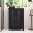 Meuble de rangement de salle de bain Costway, meuble de cuisine à double porte, armoire à chaussures, noir