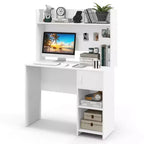 Costway Computer Desk Home Office Desk w/ Raised Display Shelf & 2 Open Shelves