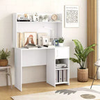 Bureau informatique Costway pour bureau à domicile avec étagère surélevée et 2 étagères ouvertes