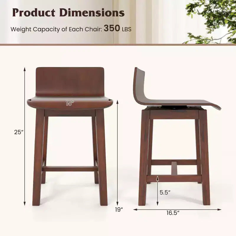 Lot de 4 Chaises de Salle à Manger Pivotantes Costway Chaises de Cuisine de Ferme en Bois Chaises d'Appoint sans Accoudoirs