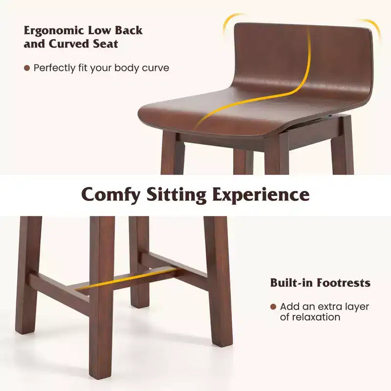 Lot de 4 Chaises de Salle à Manger Pivotantes Costway Chaises de Cuisine de Ferme en Bois Chaises d'Appoint sans Accoudoirs