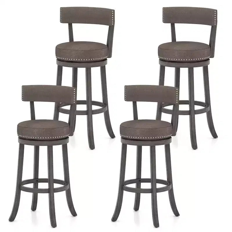 Costway 31 Bar Height Chairs Set of 4 w/ 360 Swivel Seat Back & Cushioned Seat