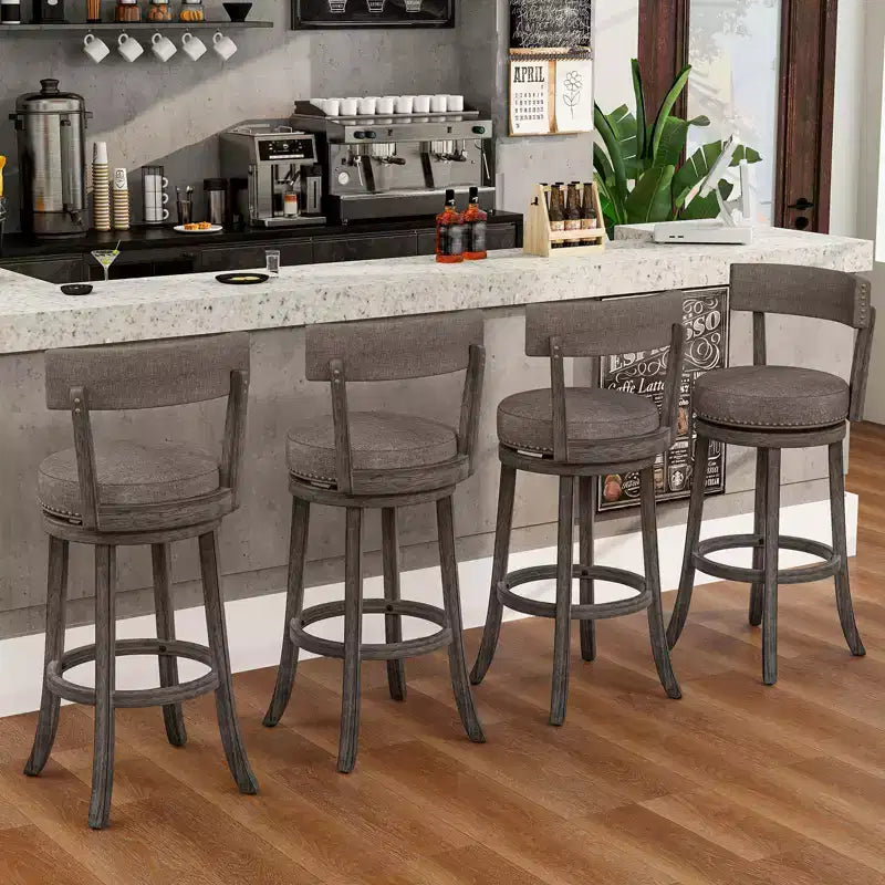 Tabourets de Bar Costway 31 pouces, Lot de 4, avec Siège Pivotant à 360°, Dossier et Assise Rembourrée