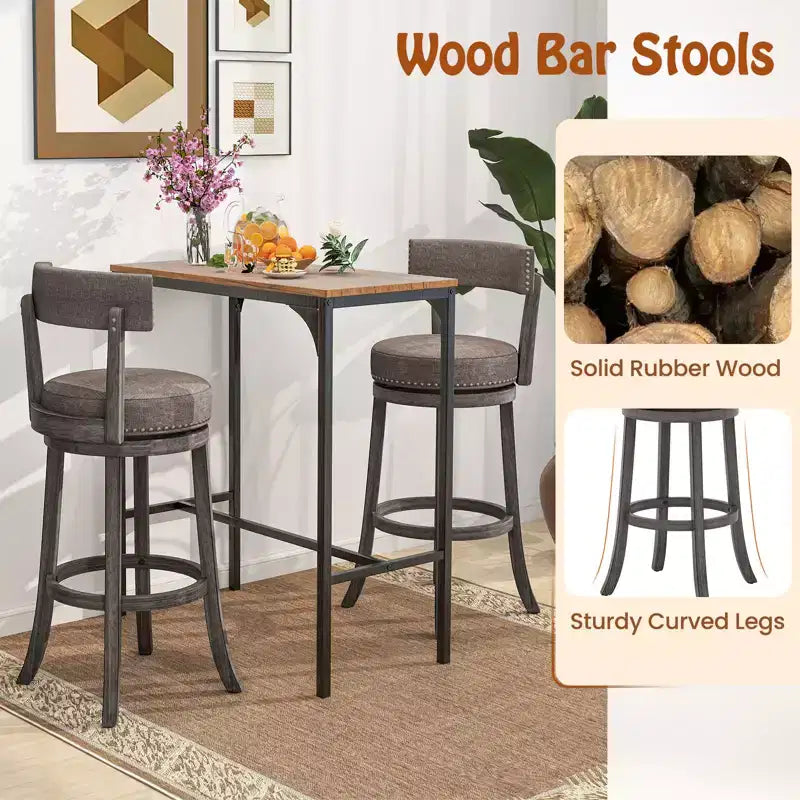 Tabourets de Bar Costway 31 pouces, Lot de 4, avec Siège Pivotant à 360°, Dossier et Assise Rembourrée