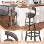 Tabourets de Bar Costway 31 pouces, Lot de 4, avec Siège Pivotant à 360°, Dossier et Assise Rembourrée
