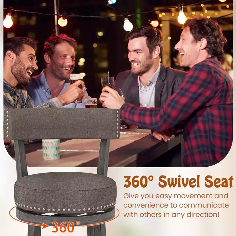 Tabourets de Bar Costway 31 pouces, Lot de 4, avec Siège Pivotant à 360°, Dossier et Assise Rembourrée