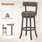 Tabourets de Bar Costway 31 pouces, Lot de 4, avec Siège Pivotant à 360°, Dossier et Assise Rembourrée