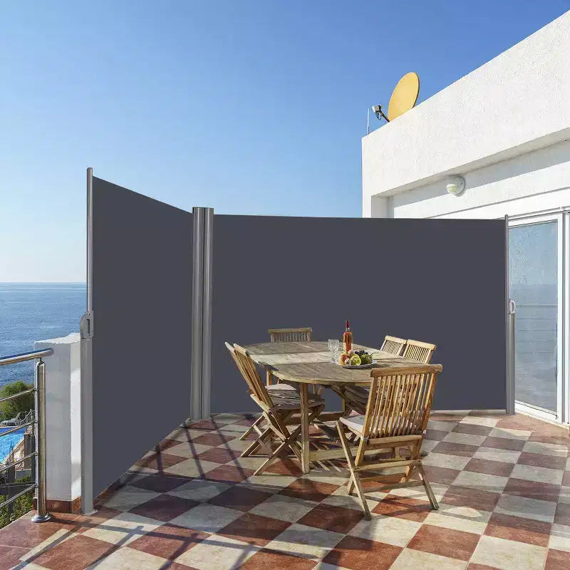 Costway 237x 63 H Brise-vue rétractable double enrouleur pour patio