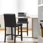 Costway Lot de 4 tabourets de bar en cuir PVC Chaises hauteur comptoir pour îlot de cuisine Noir