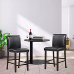 Costway Lot de 4 tabourets de bar en cuir PVC Chaises hauteur comptoir pour îlot de cuisine Noir