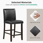 Costway Lot de 4 tabourets de bar en cuir PVC Chaises hauteur comptoir pour îlot de cuisine Noir