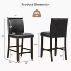 Costway Lot de 4 tabourets de bar en cuir PVC Chaises hauteur comptoir pour îlot de cuisine Noir