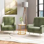 Costway Lot de 2 Tables d'Appoint Rondes en Marbre 40x40 cm avec Structure Métallique Dorée